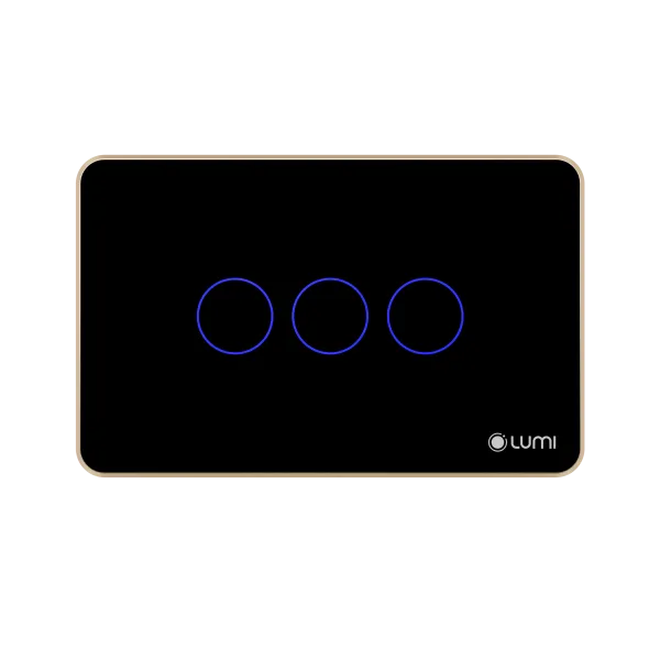 Công tắc cảm ứng Luto kính phẳng, viền thẳng – 3 nút | Chữ Nhật (Trắng)