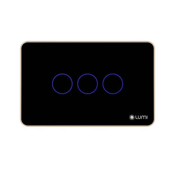 Công tắc cảm ứng Luto kính phẳng, viền thẳng – 3 nút (Trắng)