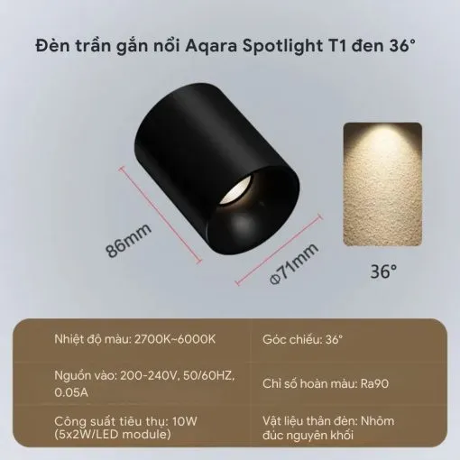 Đèn trần gắn nổi Aqara Downlight – Spotlight T1 (Downlight 60 Đ)