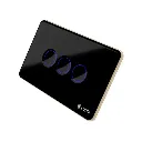 Công tắc cảm ứng thông minh Luto 3 nút kính lõm, viền bo Champagne, màu đen